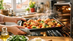 Plechová večeře za 40 minut: kuře, brambory a zelenina na jednom plechu